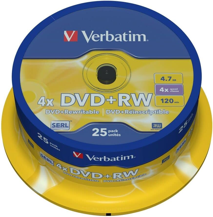 Verbatim DVD+RW 4X 4.7GB Branded Recordable Media Disc