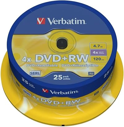 Verbatim DVD+RW 4X 4.7GB Branded Recordable Media Disc