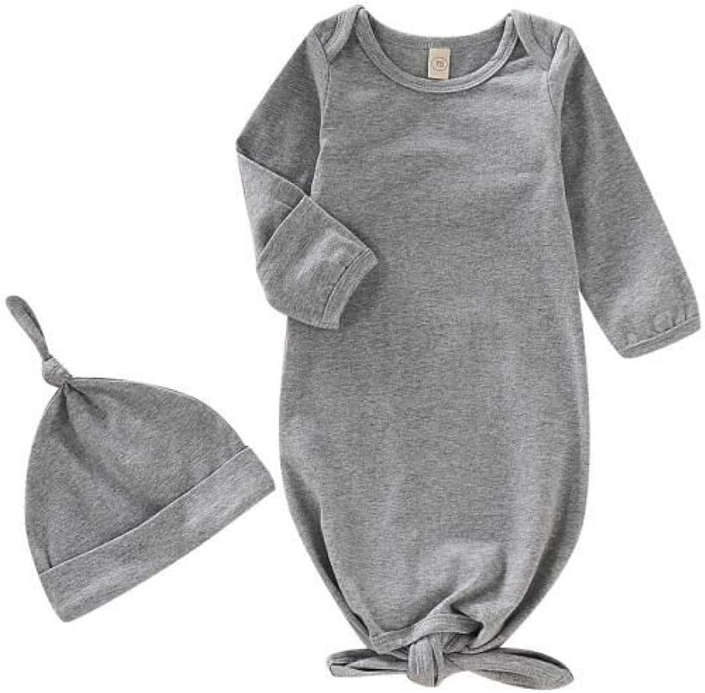 baby boy knotted gown and hat set