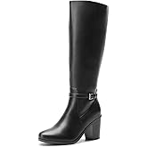 DREAM PAIRS Women's Knee-High Boots Comfortable Chunky Block Heel Side Zipper