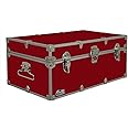 C&N Footlockers - Full-Size Happy Camper Trunk - #1 Summer Camp Trunk - Made in the USA - Steel Footlocker with Lid Stay - 32 x 18 x 13.5 Inches (Red)