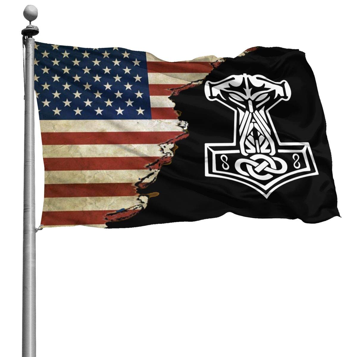 CHUANtaotou in Odin We Trust Thor Vikings Hammer Mjolnir Norse Celtic Outdoor Flag Decorative Flag Banner Flags Garden Flag Home House Flags 4x6 Ft
