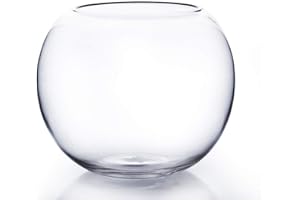 WGVI WGV Bowl Glass Vase, Diameter 10", Height 8", Open Width 6", (Multiple Sizes Choices) Clear Bubble Planter Terrarium Fish Bowl for Wedding Event Home Decor, 1 Piece (VBW0010)