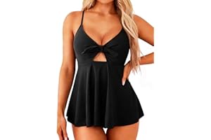 TZLDN Tankini Swimsuits for Women Two Piece Bathing Suits Cute Knot Tie Flowy Tankini Tops with Bottom Tummy Control Swimwear