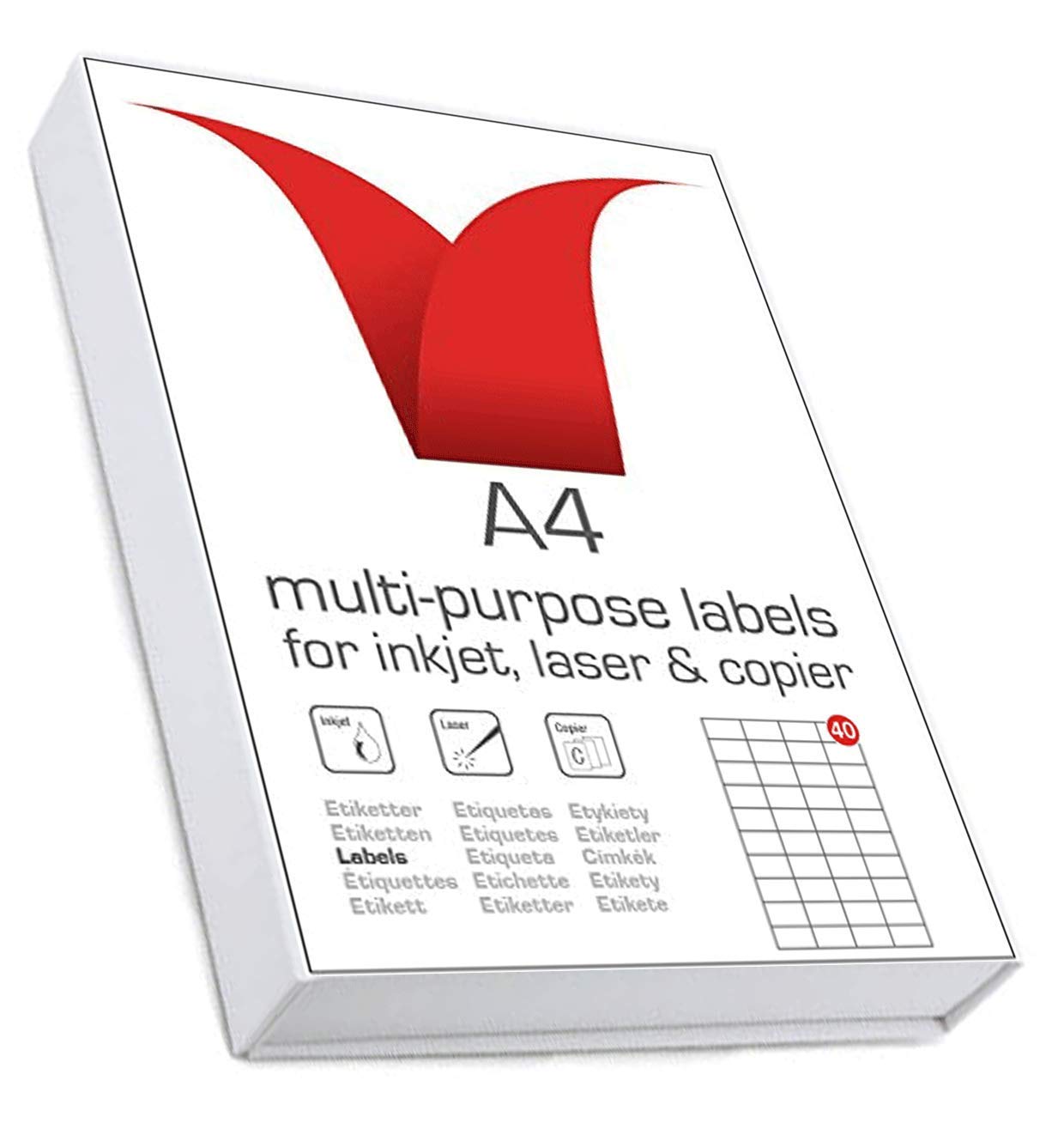 Multi-Purpose A4 White Self-Adhesive Labels - Die Cut 45.7 x 25.4mm - 40 labels per sheet - 100 sheets per box/4000 labels per pack (STW046025PO)