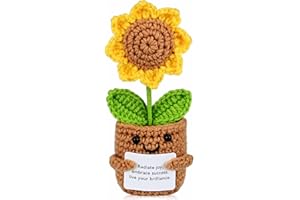 Positive Sunflower Crochet - Cute Handmade Crochet Sunflower Gifts with Inspirational Card, Thank You Gifts for Women Men, Me