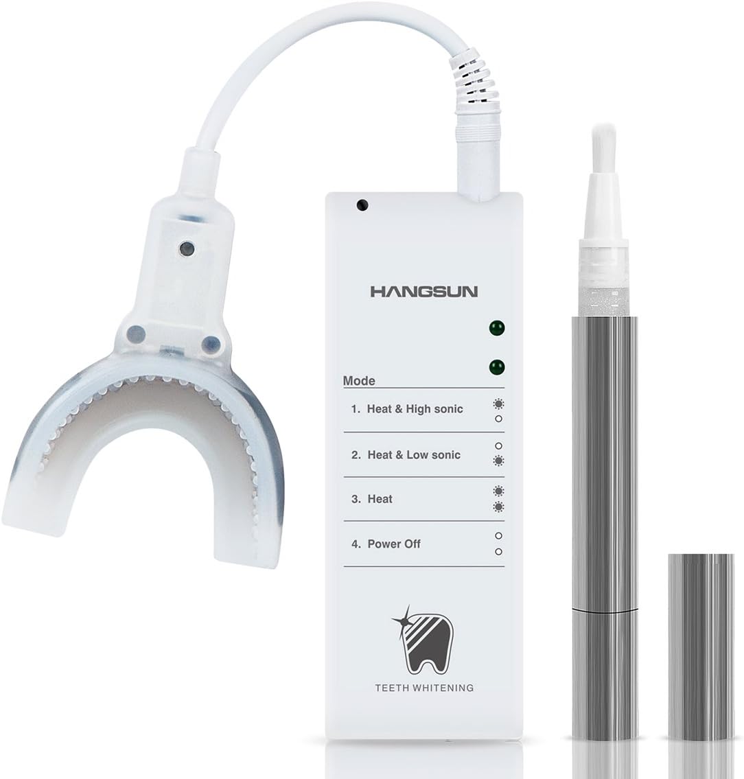 Hangsun Sonic Teeth Whitening Kit Gel Pen HM20 Tooth Whitening with Heating and Massage Function Professional Home Dental Care (Extention Cord Included)