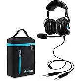 AIRVOICE Pilot Headset with Passive Noise Reduction, PNR General Aviation Headset with Comfortable Earpads and Noise Canceling Microphone, for Pilot, Flight School Student, Instructor