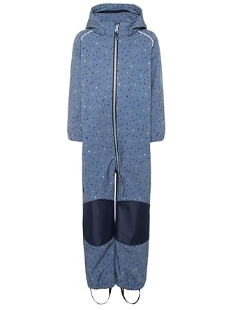 NAME IT Mini Jungen Softshell-Anzug, Regenanzug, Overall ALFA Triangle in Vintage Indigo