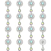 FINGERINSPIRE 16 Pcs Alloy Rhinestone Brooch Buttons Rhombic Pendant 1.9x1Inch Oval Crystal AB Faceted Teardrop Charm Pendant for DIY Ornaments Clothing Decoration Accessories