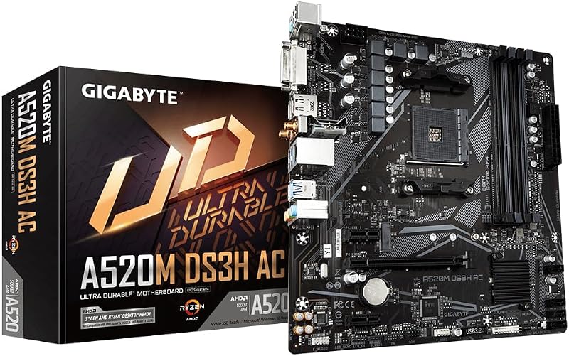 Gigabyte A520M DS3H AC Motherboard for Ryzen 5000 Series, DDR5 OC