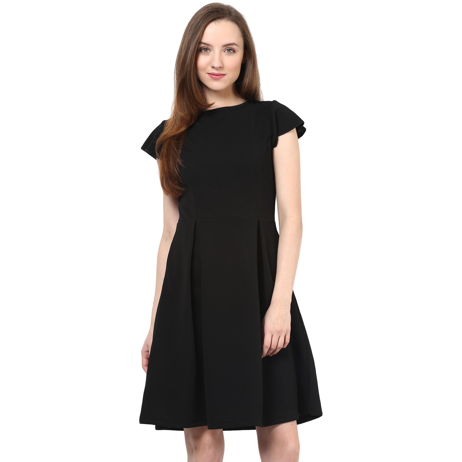 rare black fit & flare dress (ep1053a)
