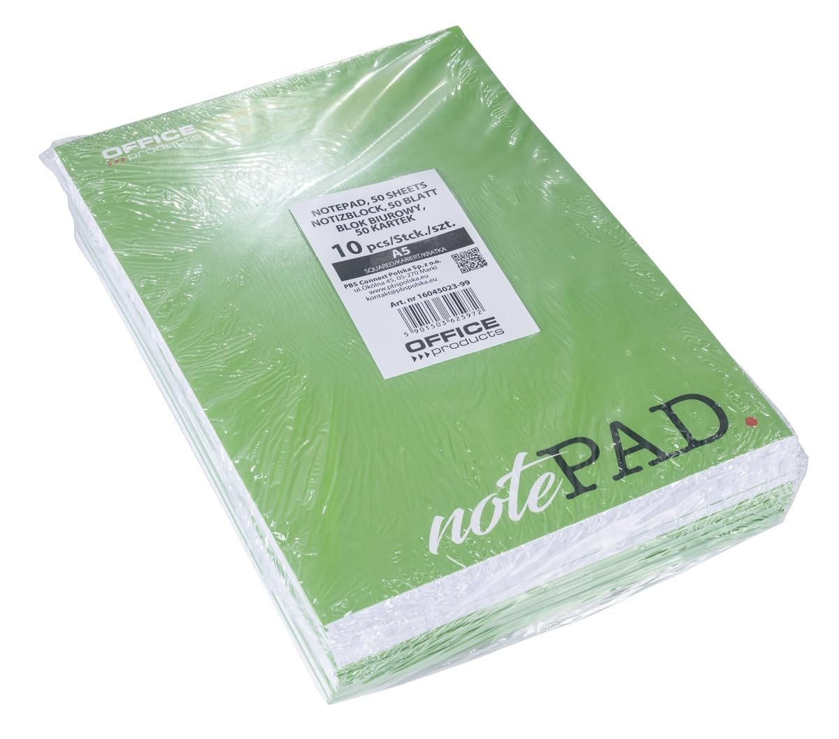 OFFICER PRODUCTS Notepad A5 Squared/Pack of 10/50 Sheets / 100 Pages/Letter Pad/Paper Pad/for School and Office/Glued Top