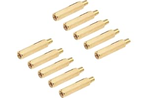 LAGOGIA Male to Female Thread Spacer Screws Brass Hex Standoff M4 x 35mm + 6mm PCB Pillar for Drone Quadcopter, Computer and Circuit Board, Pack of 10, Gold