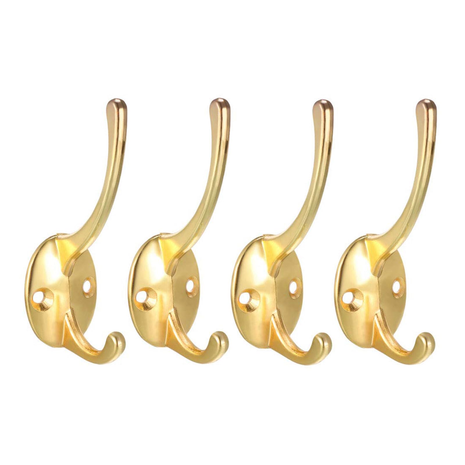 TA-VIGOR 4Pcs Coat Hooks, Heavy Duty Wall Mounted Coat Hat Hook, Gold Robe Vintage Hooks Hangers for Hat Clothes Hanger Towel Keys