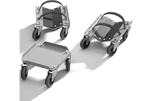 CHIEVBIT Snowmobile Dolly Sets Heavy Duty V-Slide with 3" PP/TPR Swivel Casters and Rubber Pad Protecting Skis 1500 lbs Capacity(Gray)