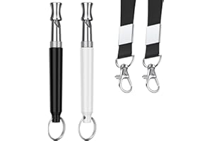 DIZU Dog Whistle, Dog Training Whistle with Lanyard, 2 Pcs Adjustable Ultrasonic Silent Dog Recall Whistles, Professional Dog Whistle to Stop Barking Neighbors Dog (Black and White)