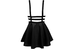 Knemksplanet Womens Elastic Waist Suspender Skirt A-Line Mini Skirt