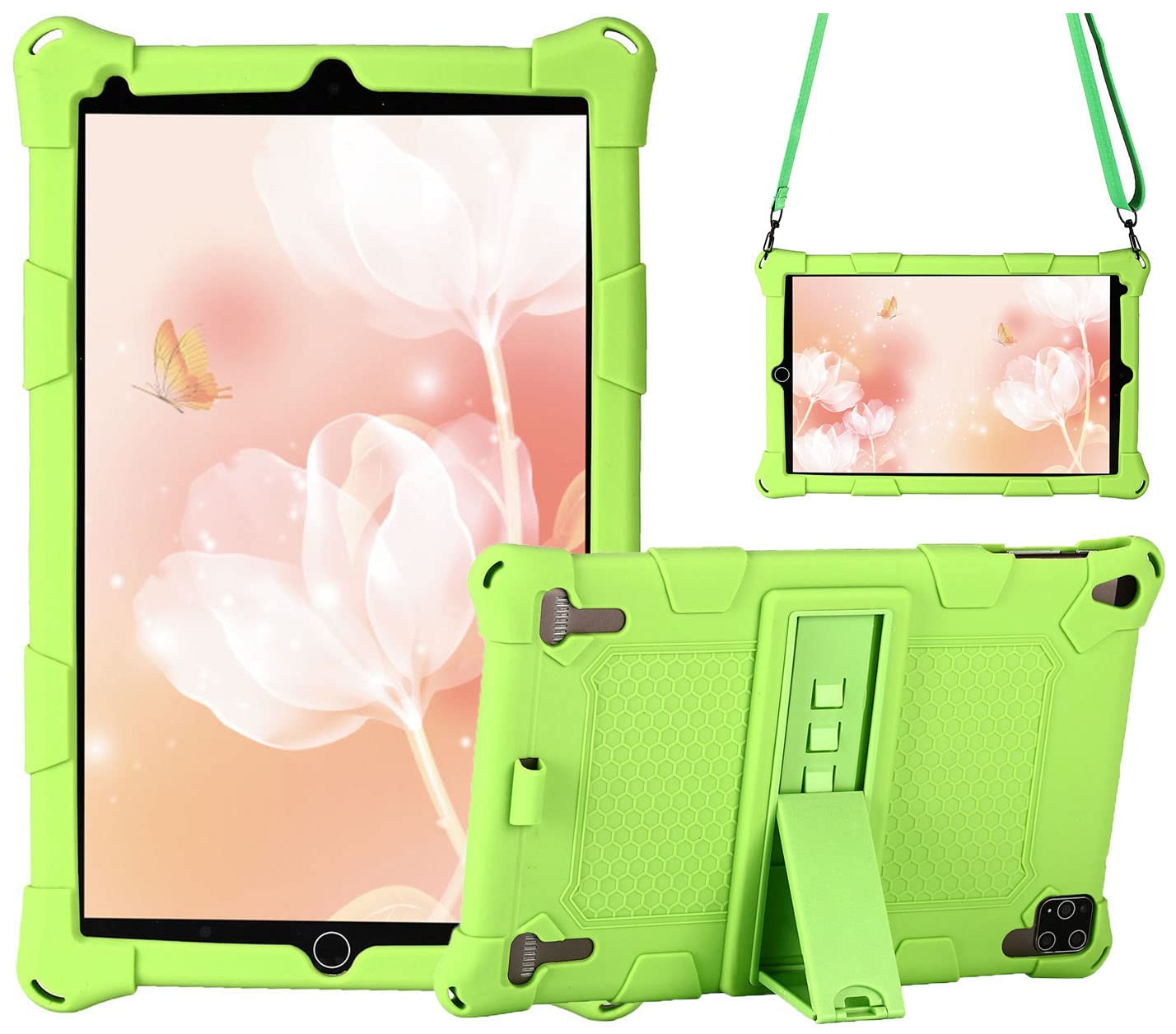 AKNICI DUODUOGO 10/AOYODKG 10.1 Rugged Case with Stand,Shoulder Strap,Slim Heavy Duty Soft Silicone Hard Bumper Shockproof Full Body Protective Case for DUODUOGO 10/AOYODKG 10.1,Green