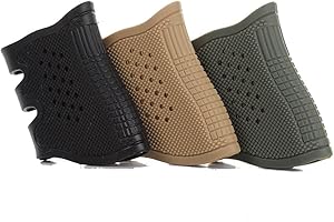 Fidragon Tactical Rubber Grips Glove Sleeve Slip-On Ventilated Grip Grips for Glock and Oher Pistol 3 Pcs Black Khaki and Green…