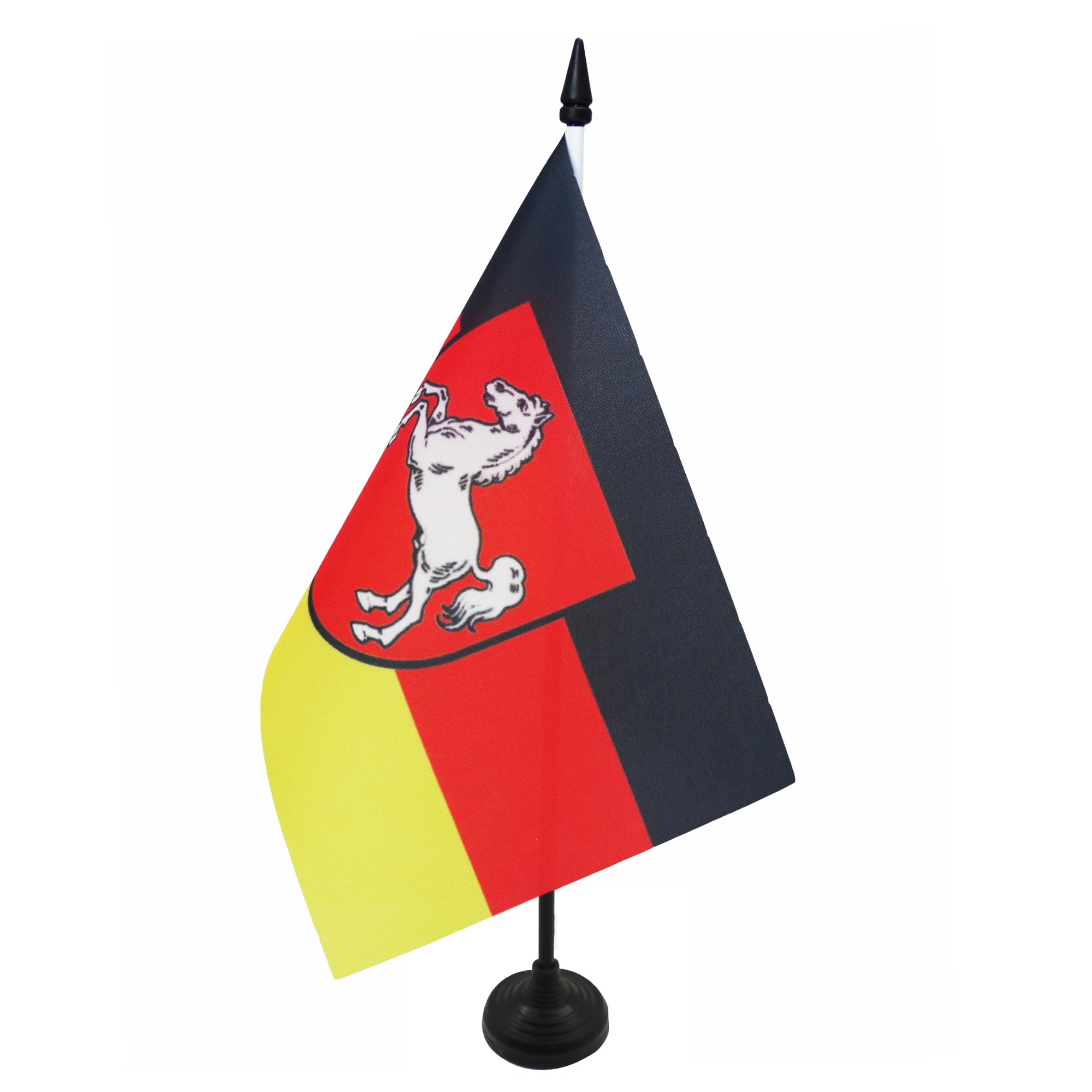 AZ FLAG Lower Saxony Table Flag 5'' x 8'' - German region of Lower Saxony Office Decoration 100% Polyester 21 x 14 cm - Mini Desk Flag with Pole and Black Plastic Base