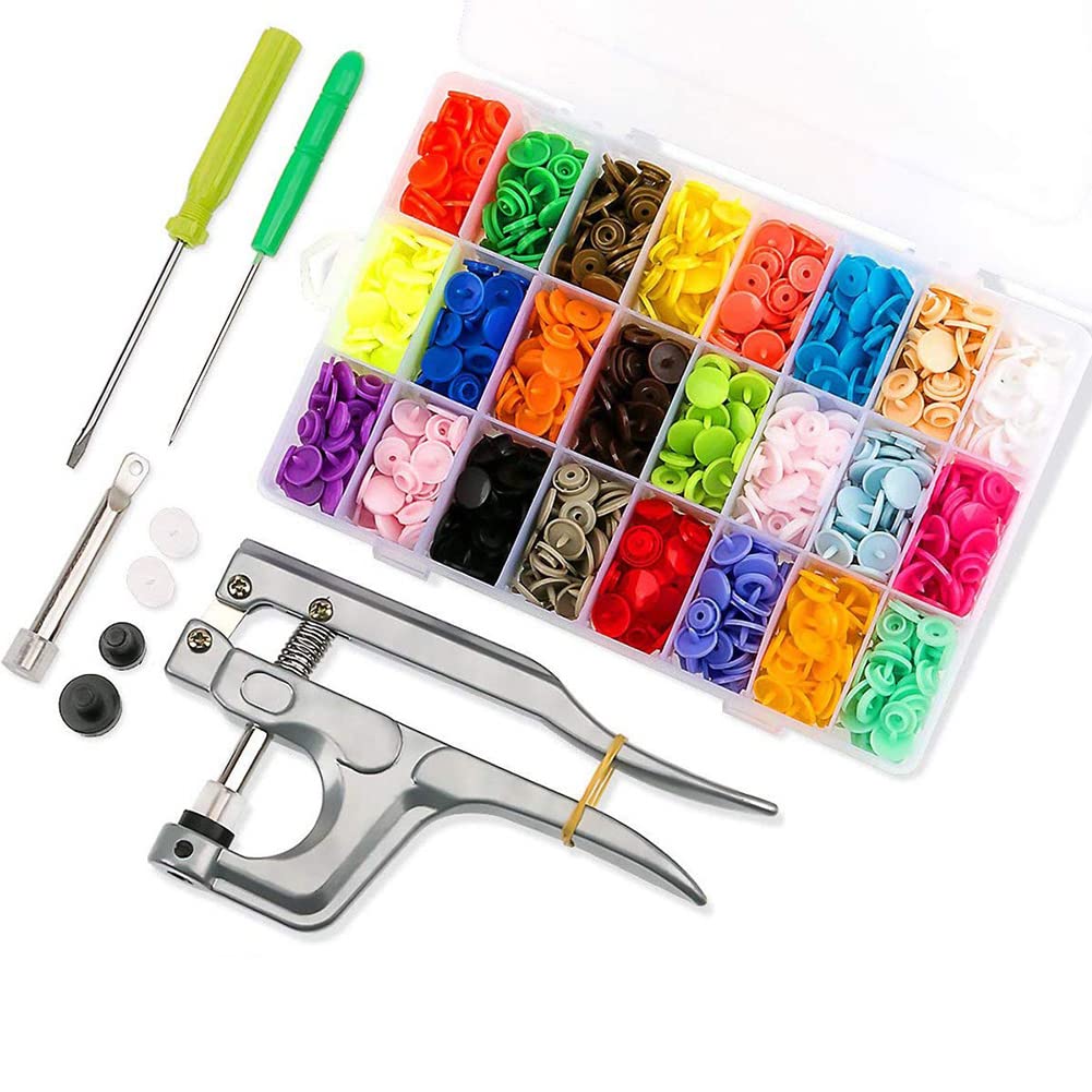 Queta Snap Button Set - 360 Buttons With Pliers, Fasteners, Poppers, Studs, Sewing Tools (24 Colors, Plier for T3, T5, T8)