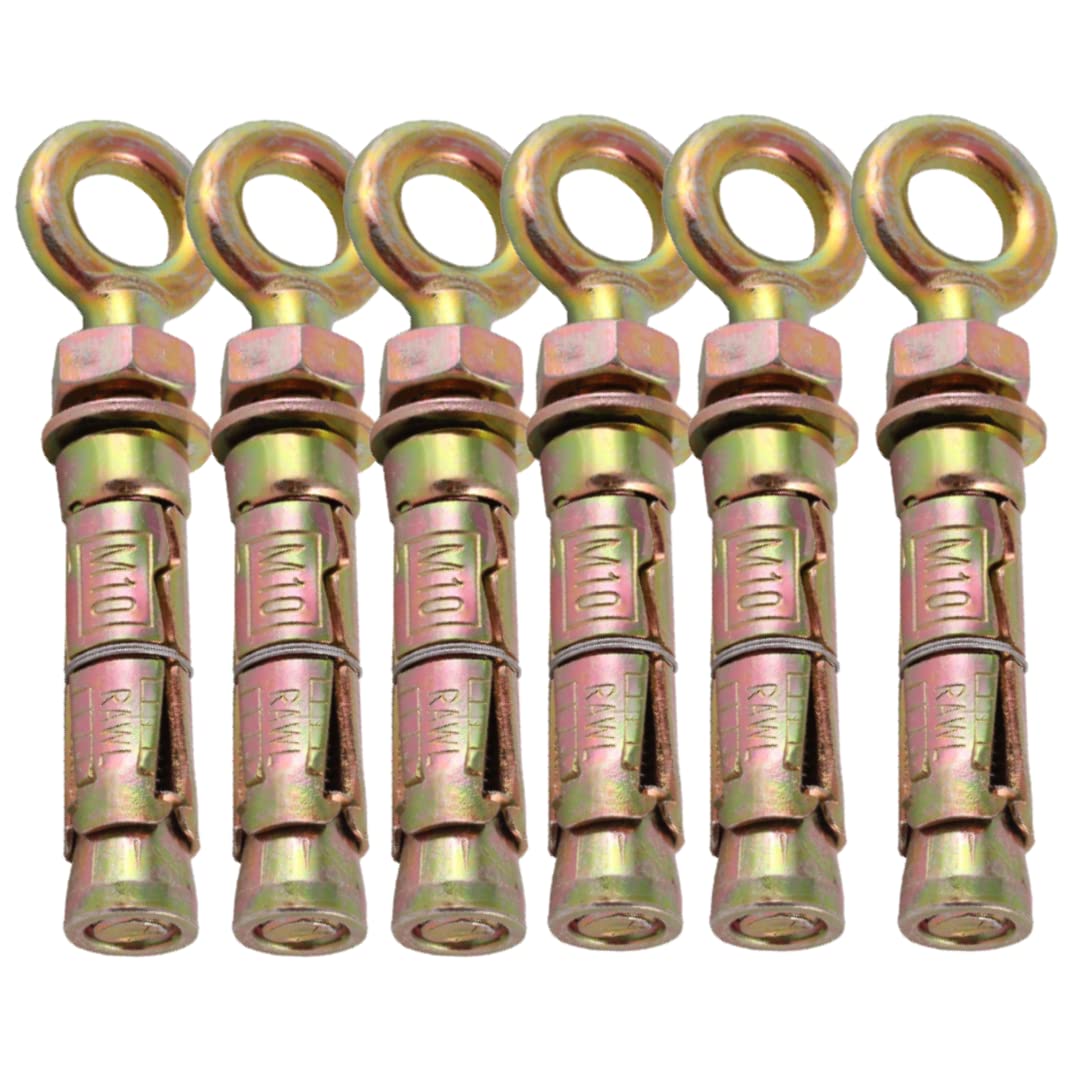 Expansion Eye Bolts (Shield Eye Bolts) Super Heavy Duty Anchor Bolts For Securing Concrete/Masonry (Multiple Sizes) *FIXINGS DIRECT* (M12 X 130MM (6PCS))