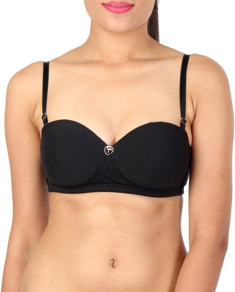 TRYLO Women's Strapless Non-wired Full Cup Padded Saree/T shirt/Salwar Kameez Bra!! Inner Luxury!! Cushion Care Specially designed for larger bust!! Transparent Strap Inside!