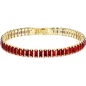 lybeilyn Baguette Tennis Bracelet for Women, 5mm Cubic Zirconia Bracelet | 14K Gold Plated, Multicolors Available, Stackable,