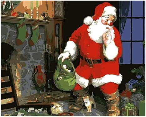 Amazon Co Jp Xxczbサンタクロース靴下油絵 ペイントによる数字アクリル絵の具で描く大人と子供のためのホームオフィスの装飾 ホビー