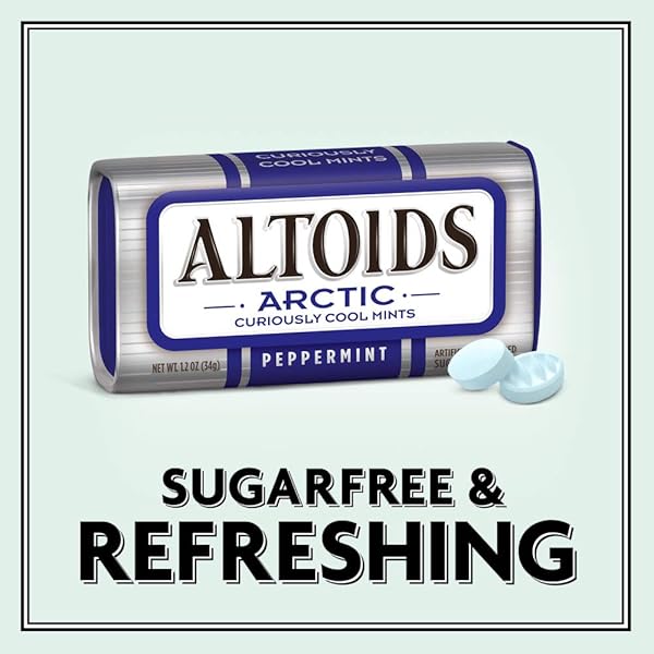ALTOIDS ARCTIC PEPPERMINT BREATH MINTS HARD CANDY BULK, 1.2 OZ TIN (PACK OF 8)