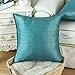 CaliTime Pack of 2 Silky Throw Pillow Covers Cases for Couch Sofa Bed Modern Light Weight Dyed Striped 20 X 20 Inches Teal