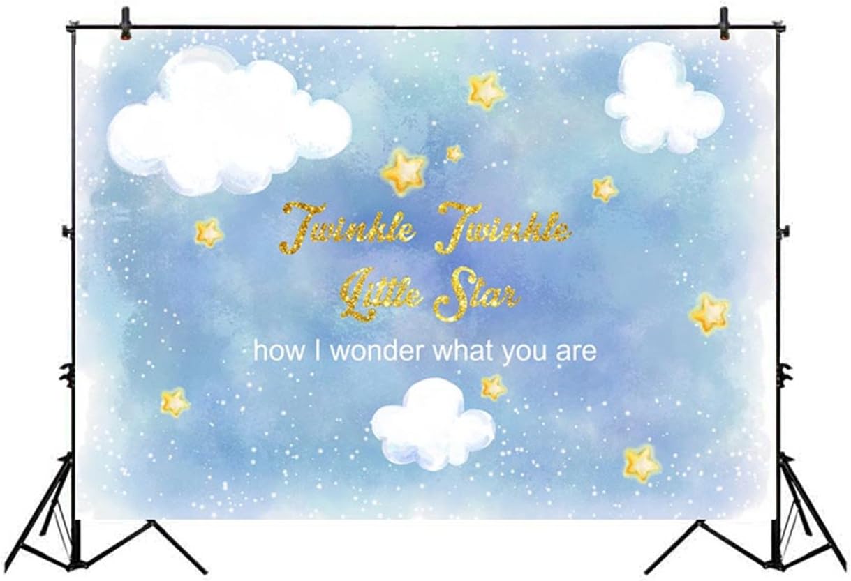 Baby Shower Twinkle Twinkle Little Star Backdrops for Party 7x5 White Clouds Baby Dream Blue Sky Background for Infant Customized Kids First Birthday Party Decor