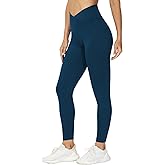 THE GYM PEOPLE Womens' V Cross Waist Yoga Leggings with High Waisted Tummy Control