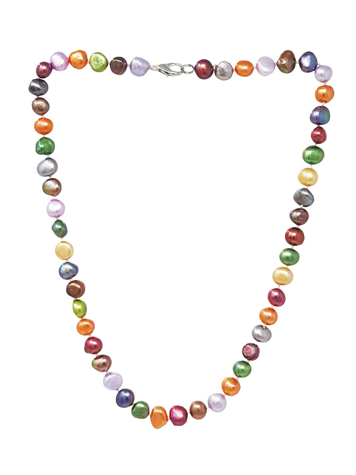 TreasureBay Stunning Multi-Colour 8-9mm Freshwater Pearl Necklace for Women Lobster Claw Clasp 21IN