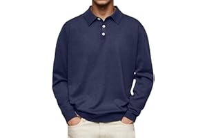 BIVENANT Mens Casual Knit Polo Collared Sweatershirt Business Fall Winter Long Sleeve Solid Color Color versatile Top