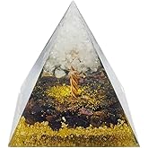 VMDEKK Moonstone Crystal Orgone Pyramid Crystal Energy Tower Nature Reiki Chakra Crushed Stone Flower of Life Crystal Orgonite Pyramid Healing Chakra Pyramid Festival Gift for Lover