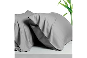 STWIENER 100% Viscose Made from Bamboo Cooling Pillowcases Queen Size Set of 2-Pack for Hot Sleepers and Night Sweats- Softness and Pillow Cases-Envelope Closure （Grey -20 x 30 Inches）