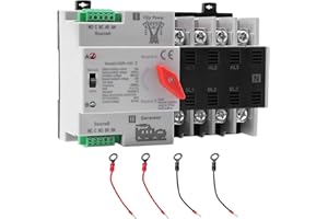 SEZBAIFLES 100Amp 110V Automatic/Manual Transfer Switch, 4Pole Mini ATS AC W2R Solar Auto Dual Power Changeover Switch for Home Generator, Din Rail Mounted 50/60Hz CE Certified for Rv, Lv, Cn Public/Backup Power