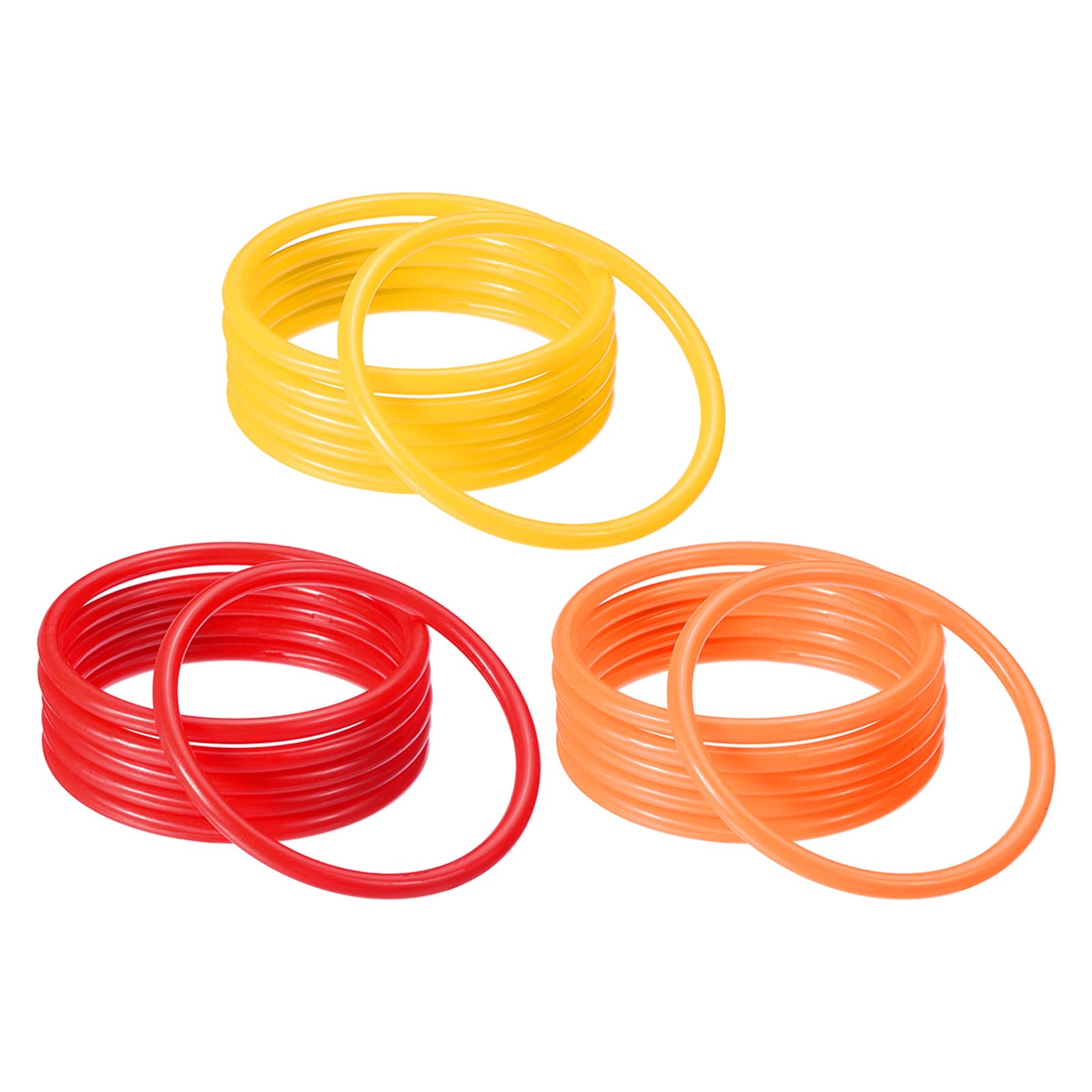 M METERXITY 18 Pack Carnival Toss Rings - Plastic Round Throw Hoops, Apply to Parties/Interactive (3.35", Orange, Red, Yellow)