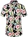 SSLR Men's Hawaiian Style Button Down Short Sleeve Causal Shirts (Large, Red Hibiscus)
