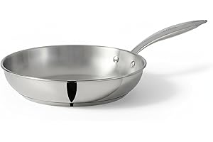 Lagostina 26cm Stainless Steel Skillet, Silver - Heavy Gauge 18/10 Steel, Riveted Contoured Handle, Dishwasher & Oven Safe