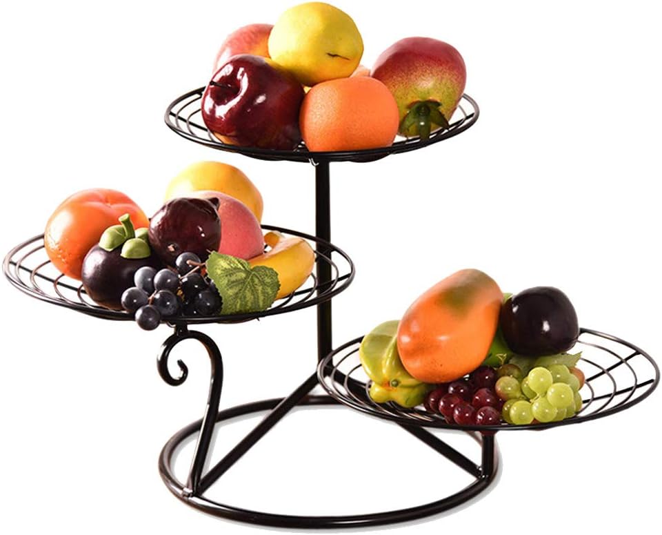 Najer 3 Tier Fruit/Vegetables/Produce Metal Basket Rack Display Stand Kitchen Storage Basket