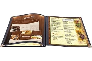 30 Pack of WeChef Menu Cover 3 Page 6 View Double Stitch Trim Fits 8.5X11 Paper Transparent Cafe Restaurant Black