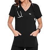 POSHGLAM Women's Maternity Scrubs Top Workwear V-Neck Medical Shirts Pregnancy Scrub Clothes