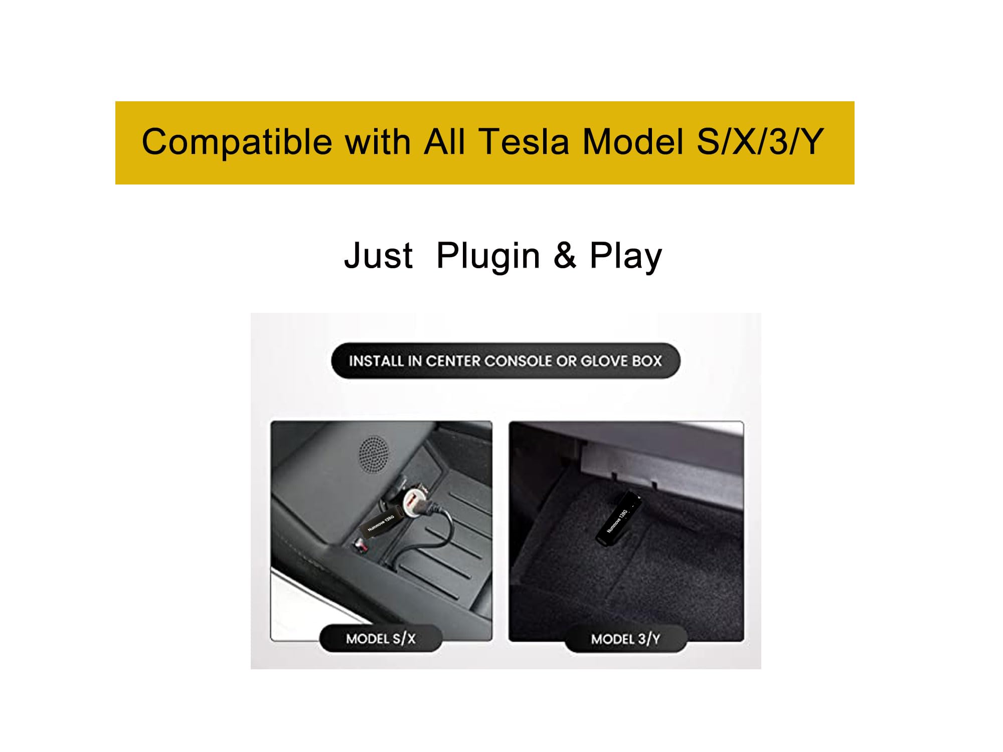 Tesla Dashcam and Sentry Portable SSD Flash Drive with USB 3.0 128 GB for Tesla Model 3/S/X/Y Dashcam & Sentry Mode | Pre-Configured Tesla Model 3/S/X/Y Accessories| Tesla Thumb Drive| Video Footage