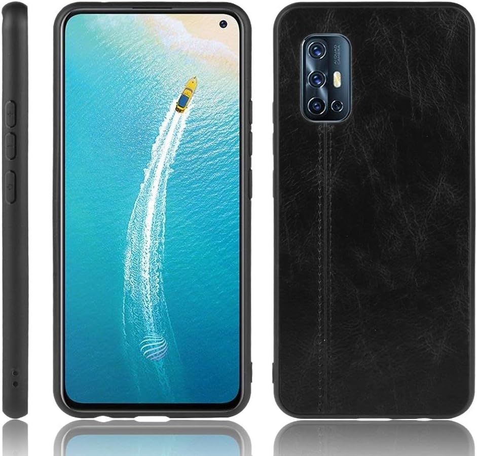 Youanshanghang PC + PU Protective Sleeve for Vivo V17 India Shockproof Sewing Cow Pattern Skin PC + PU + TPU Case(Black) All Buttons and Ports are Available. (Color : Black)
