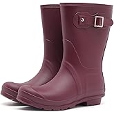 SWIFTFROG Women's Lightweight Mid Calf Rain Boots Waterproof Fashion Garden Shoes Anti-slip Rainboots for Women Wide Calf Rain Shoes