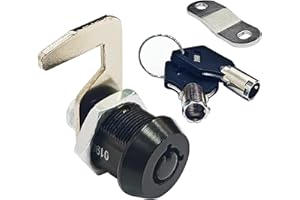 NIANNIAN 1 Pack Black Toolbox Locks with Keys 5/8 Inch Tubular Cam Lock Keyed Alike Zinc Alloy Cabinet Lock Hook Cam Drawers Locks