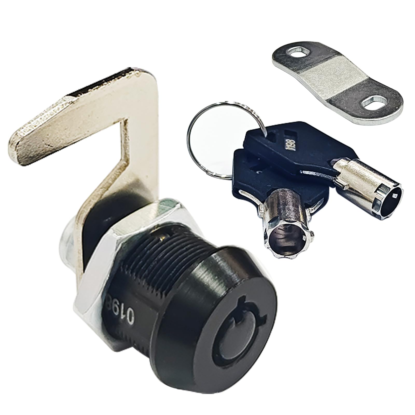 Photo 1 of 1 Pack Black Toolbox Locks with Keys 5/8 Inch Tubular Cam Lock Keyed Alike Zinc Alloy Cabinet Lock Hook Cam Drawers Locks